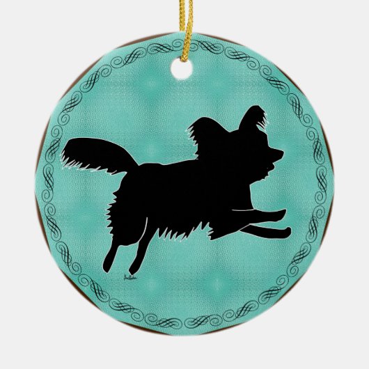 Shadow Silhouette Papillon Keramisch Ornament (Voorkant)