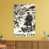 Shadow Strike Samurai Inkt Kunst Canvasprint Canvas Afdruk (Insitu (Woonkamer))