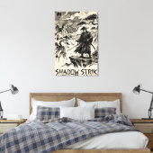 Shadow Strike Samurai Inkt Kunst Canvasprint Canvas Afdruk (Insitu (Slaapkamer))