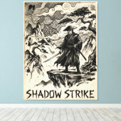 Shadow Strike Samurai Inkt Kunst Canvasprint Canvas Afdruk (Insitu (Houten vloer))