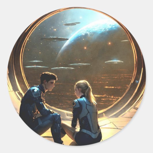 Shadowed Omhelzen Ronde Sticker (Voorkant)