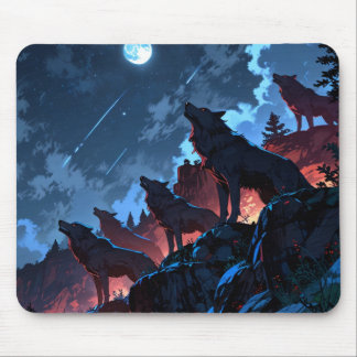 🌑🔥 Shadowfang – Dark Wolf Pack Mousepad Muismat