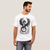 Shadowfire Guardian: Mystieke Dragon Black Print T-shirt (Voorkant volledig)