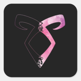 Shadowhunters rune - hakf silhouette (roze water) vierkante sticker