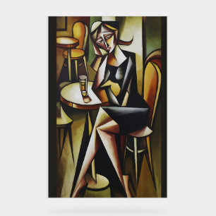 Shadows in Absinthe: een kubistisch portret van ee Acryl Bord