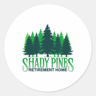 Shady Pines Grove Dennenboom Buiten Wandelen Ronde Sticker