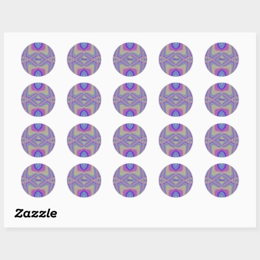 SHAE ~ Pasteltinten fractaal ~ gepersonaliseerd Ronde Sticker (Vel)