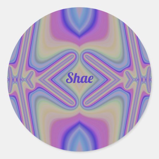 SHAE ~ Pasteltinten fractaal ~ gepersonaliseerd Ronde Sticker (Voorkant)