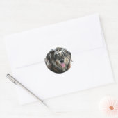 Shaggy aangezicht hond ronde sticker (Envelop)