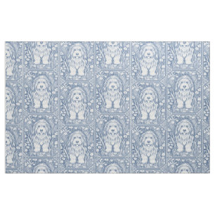 Shaggy Dog Pattern Aangepaste achtergrondkleur Stof