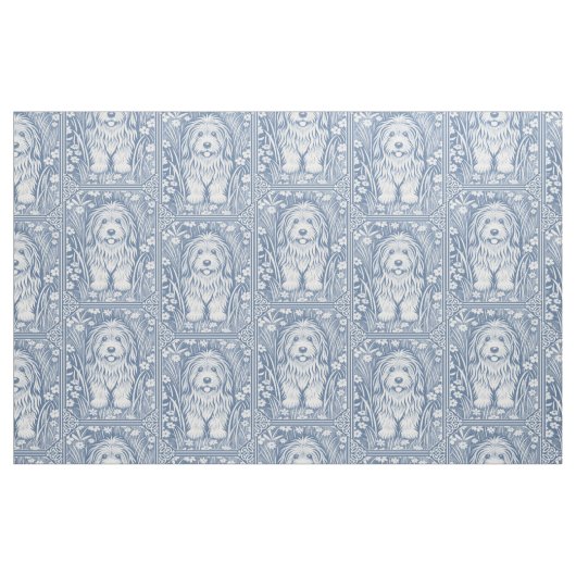 Shaggy Dog Pattern Aangepaste achtergrondkleur Stof (Fat Quarter)