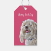 Shaggy poedel op roze cadeaulabel (Voorkant)