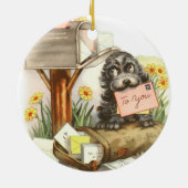  Shaggy-puppy met post Keramisch Ornament (Achterkant)