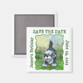 Shaggy Sheep Dog Party Center Save the Date Magneet (Voorkant / Achterkant)