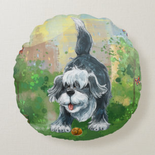 Shaggy Sheep Dog Rond Kussen