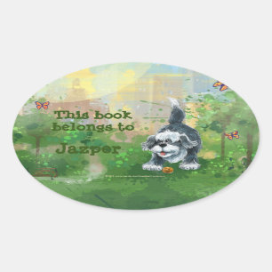 Shaggy Sheep Dog Stationery Ovale Sticker