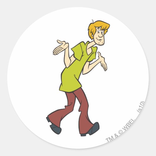 Shaggy Shrug Ronde Sticker (Voorkant)
