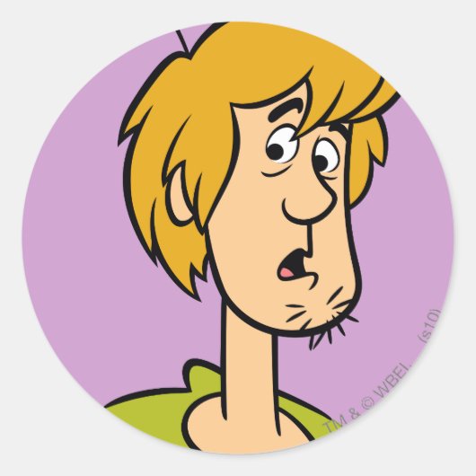 Shaggy verrast ronde sticker (Voorkant)