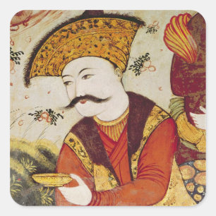Shah Abbas I en een Courtier-aanbod Vierkante Sticker