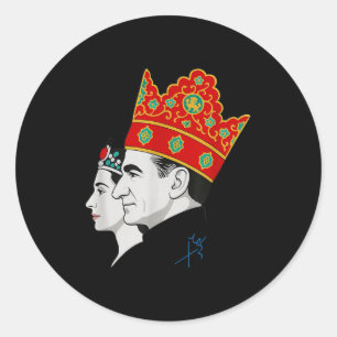 Shah en Farah Pahlavi Javid Shah Ronde Sticker