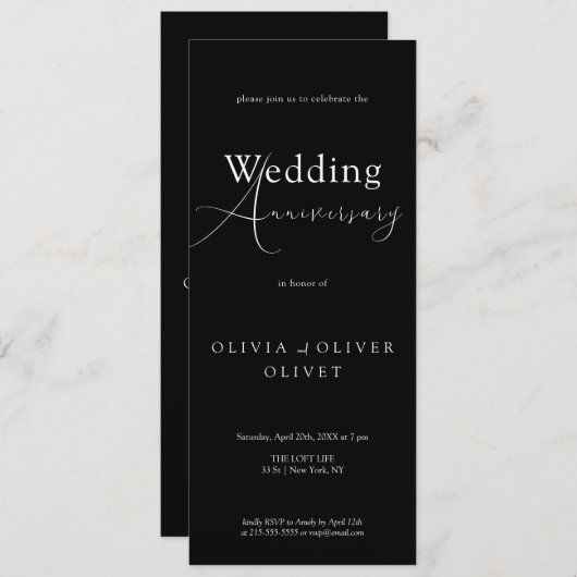 Shailene Zwart-wit bruiloft Jubileum Kaart (Voorkant / Achterkant)