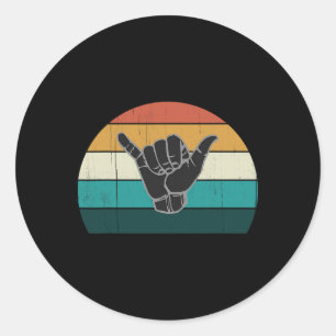 Shaka En Surf Bord - Cool Vintage Surfer Surfen  Ronde Sticker