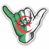 Shaka Hand Algeria Flag Good Vibes Sticker (Voorkant)