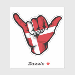 Shaka Hand Denemarken Vlag Goede Vibes Sticker