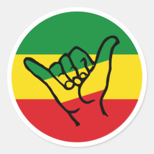 Shaka Hand met Reggae Colors Ronde Sticker