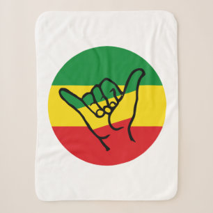Shaka Hand met Reggae Colors Sherpa Deken