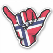 Shaka Hand Noorwegen Vlag Goede Vibes Sticker (Voorkant)
