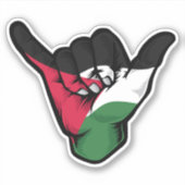 Shaka Hand Palestine Flag Good Vibes Sticker (Voorkant)