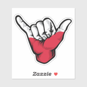 Shaka Hand Polen Vlag Goede Vibes Sticker