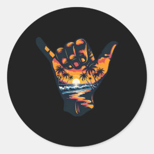 Shaka-handgebaar Aloha surfen Surf Zomer Vakantie Ronde Sticker
