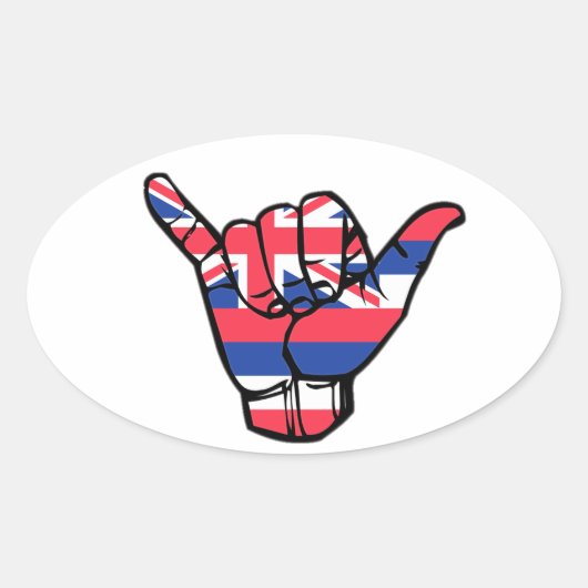 Shaka Hawaii Flag Ovale Sticker (Voorkant)