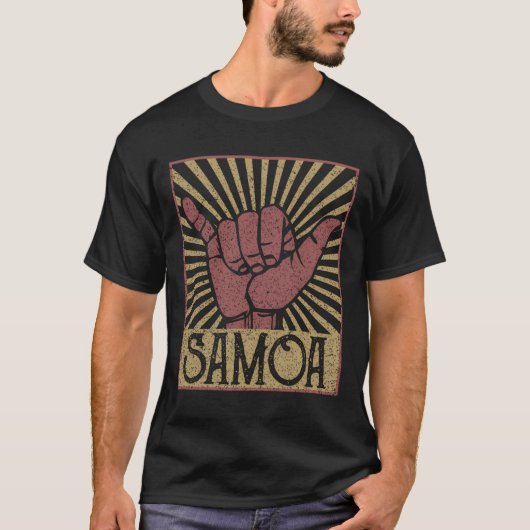 Shaka Samoa Samoan Beach Sunset Surfer T-shirt (Voorkant)