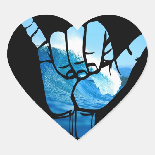 Shaka Sign Wave Rip Curl Hart Sticker (Voorkant)