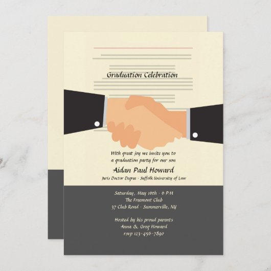 Shake On It Contrat Graduation Invitation (Devant / Derrière)