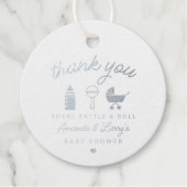 Shake Rattle en Roll Baby shower Bedankjes Labels (Voorkant)