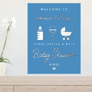 Shake Rattle en Roll Baby shower Welcome Sign Folie Afdrukken