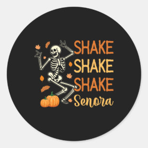 Shake Senora Grappig Skelet Pompoen Halloween Ronde Sticker