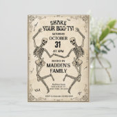 Shake Your Boo-ty skeletten Halloween Kaart (Staand voorkant)