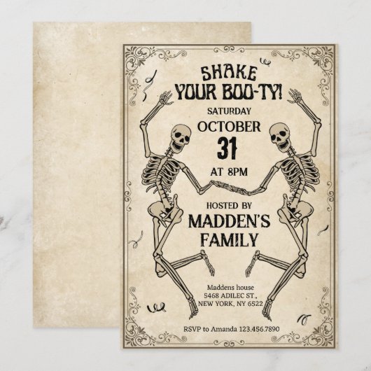 Shake Your Boo-ty skeletten Halloween Kaart (Voorkant / Achterkant)