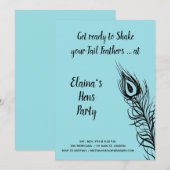 Shake your Tail Feathers Hen Party turquoise Kaart (Voorkant / Achterkant)