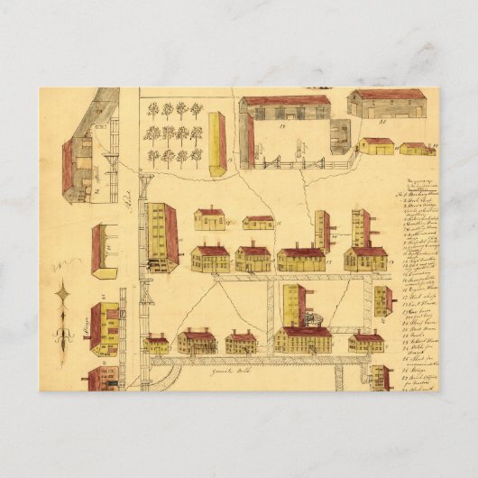 SHAKER VILLAGE MAP, 1849 BRIEFKAART (Voorkant)