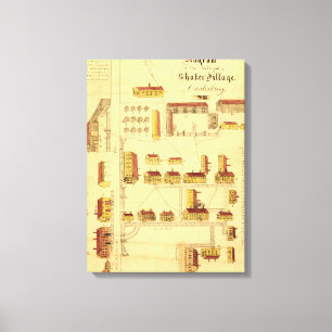 SHAKER VILLAGE MAP, 1849 CANVAS AFDRUK