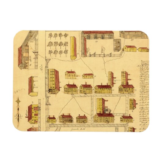 SHAKER VILLAGE MAP, 1849 MAGNEET (Horizontaal)