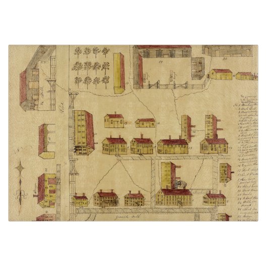 SHAKER VILLAGE MAP, 1849 SNIJPLANK (Voorkant)