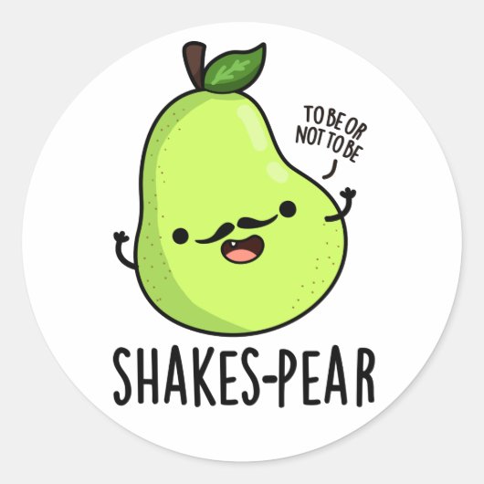 Shakes-pear Funny Pear Fruit Pun Ronde Sticker (Voorkant)
