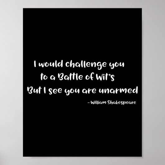 Shakespeare Battle Of Wits Funny Quote S  Poster (Voorkant)